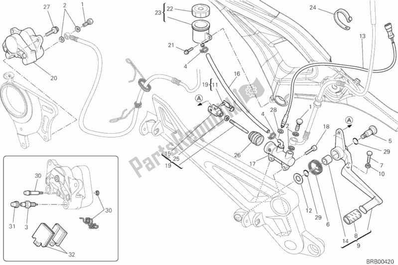 Todas as partes de Sistema De Freio Traseiro do Ducati Monster 796 ABS S2R Thailand 2015